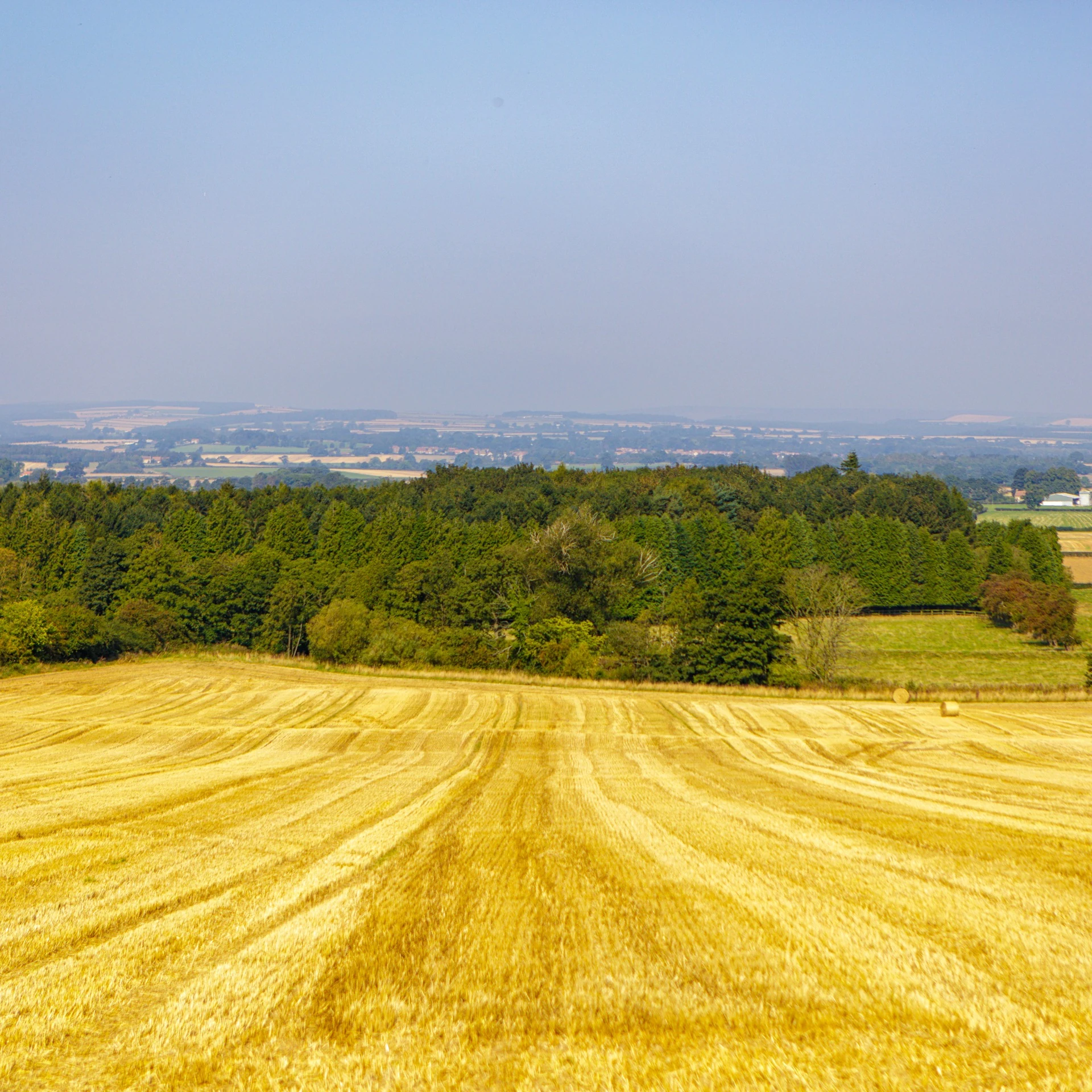 Freshly harvested hay field in the North York Moors