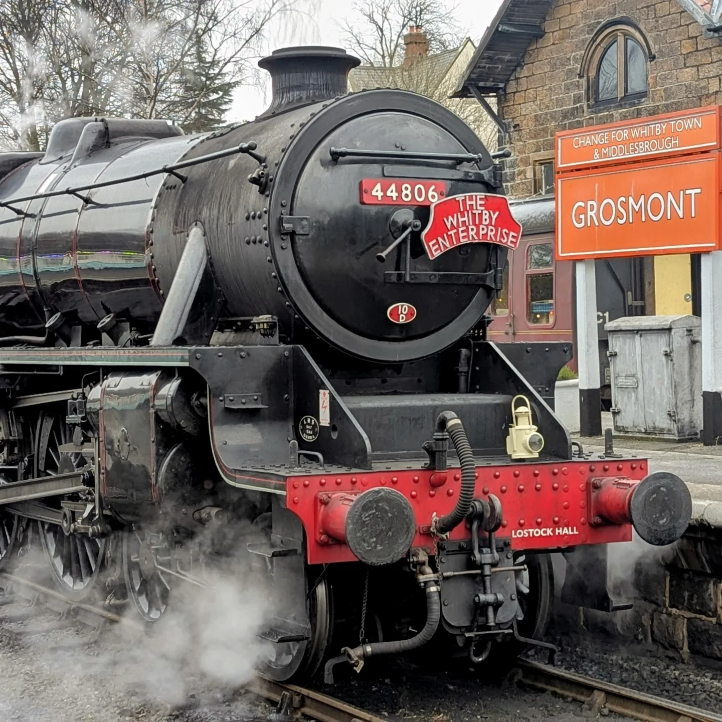 Steam locomotive at Grosmont on the North Yorkshire Moors Railway